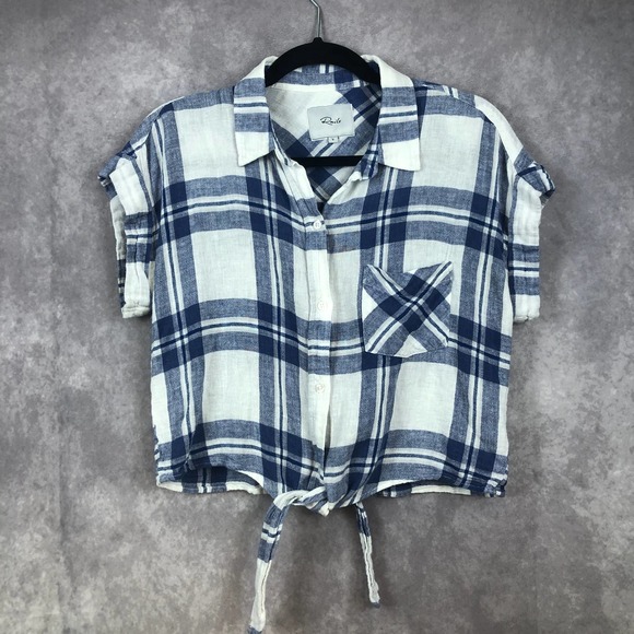 Rails Womens Sz S Amelie Tie Front Button Down Shirt in Lapis Coast Blue White - Picture 1 of 11